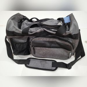 Travel Duffle Bag with Crossbody Strap (Grey&Black)